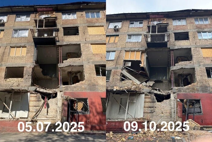 Київ: обвалилася частина будинку, пошкодженого РФ 4 липня (фото)